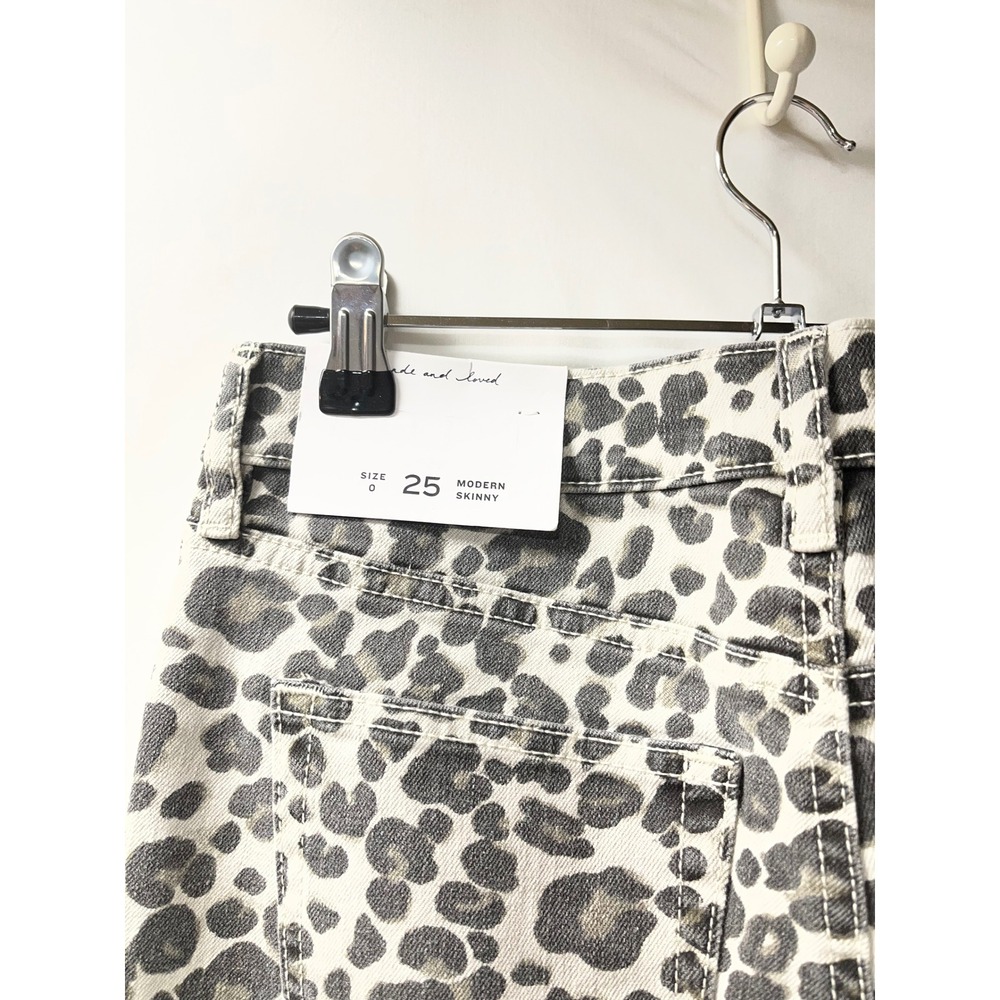 Loft Modern Skinny Jeans Womens 25 0 Grey Leopard Animal Print Denim Pants‎ NEW - Picture 4 of 4
